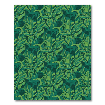 Deep Emerald Tropical Floral Swirl Rug