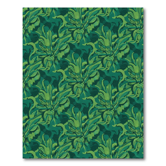 Deep Emerald Tropical Floral Swirl Rug