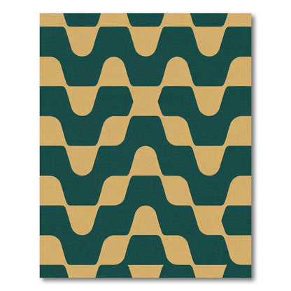 Teal Gold Wave Geometric Rug