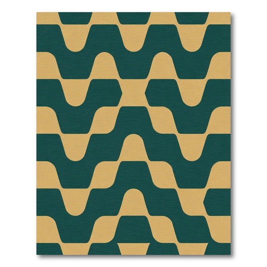 Teal Gold Wave Geometric Rug