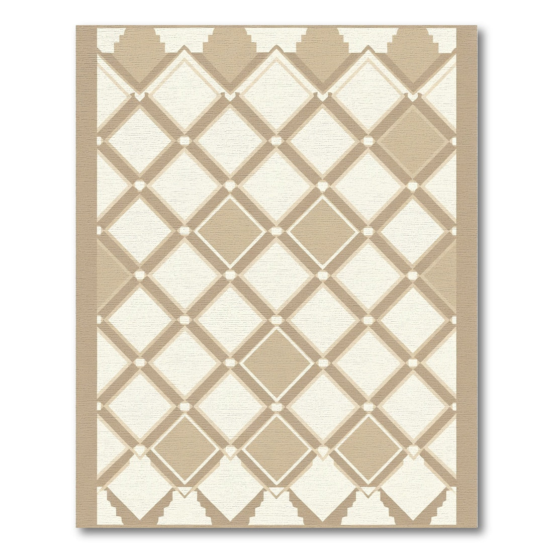 Neutral Beige Diamond Art Deco Rug
