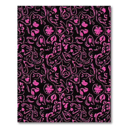 Hot Pink Abstract Floral Swirl Rug
