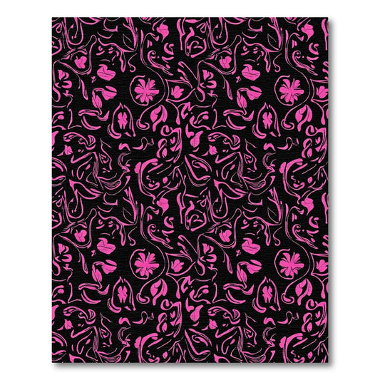 Hot Pink Abstract Floral Swirl Rug