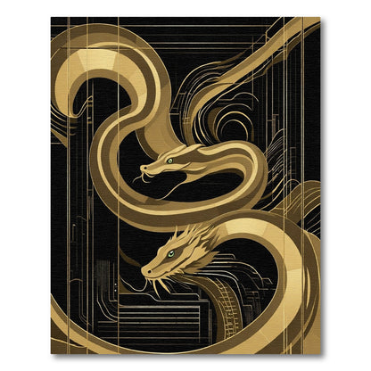 Golden Dragon Art Deco Majestic Serpents Rug