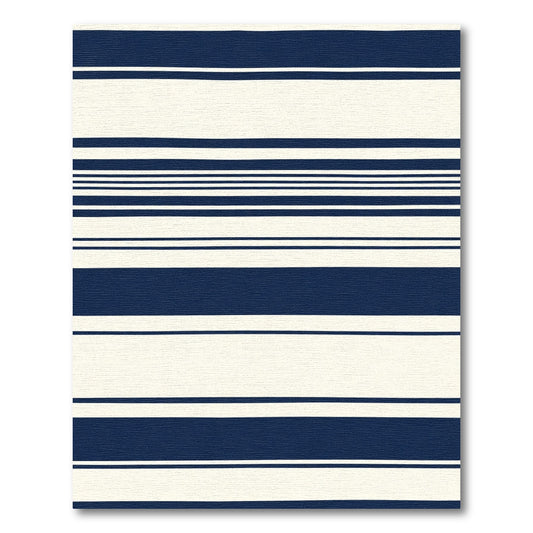 Classic Navy Cream Horizontal Stripe Rug