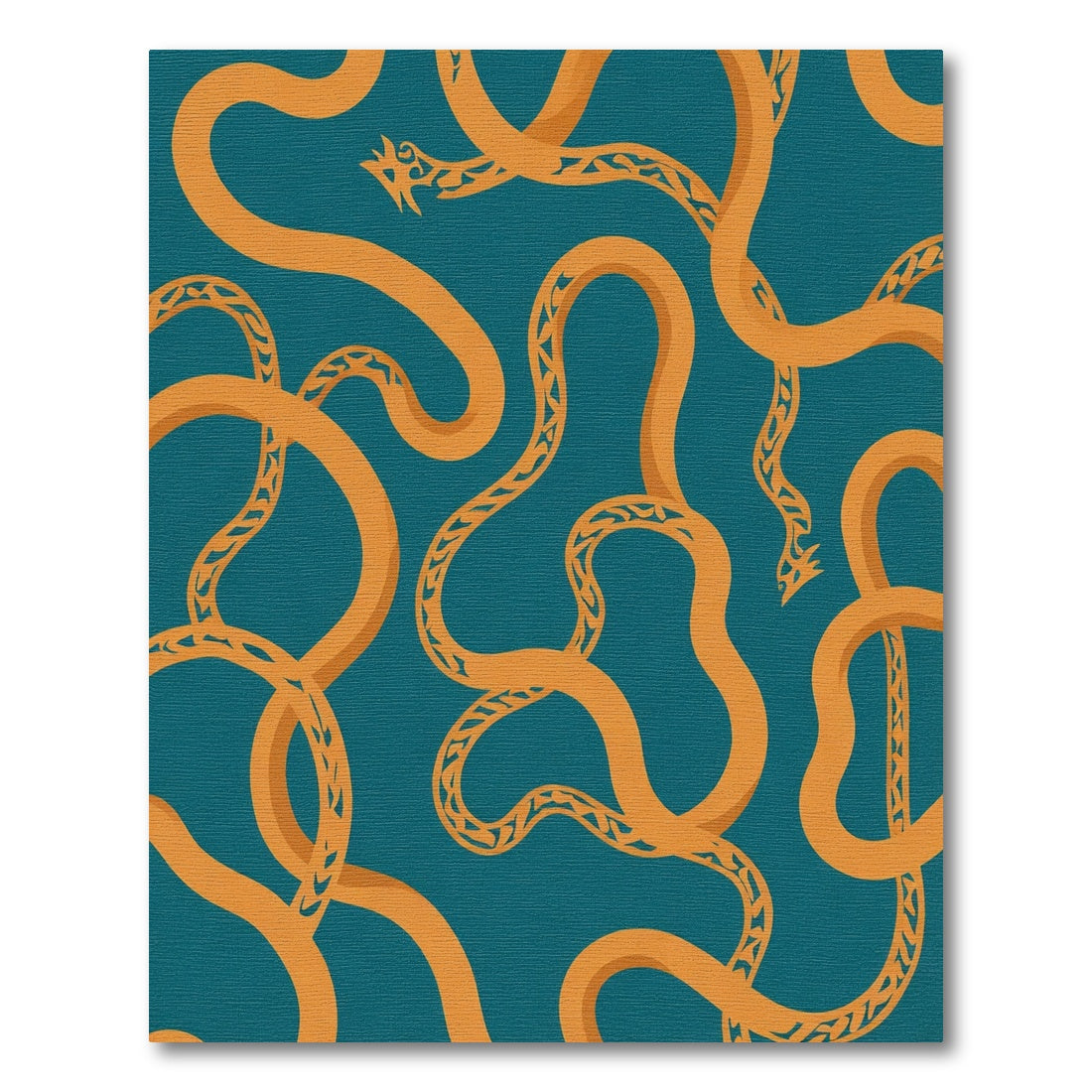Orange Serpent Teal Background Rug