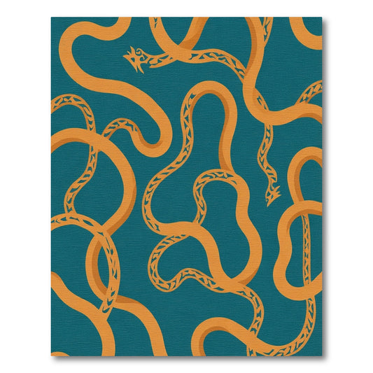 Orange Serpent Teal Background Rug