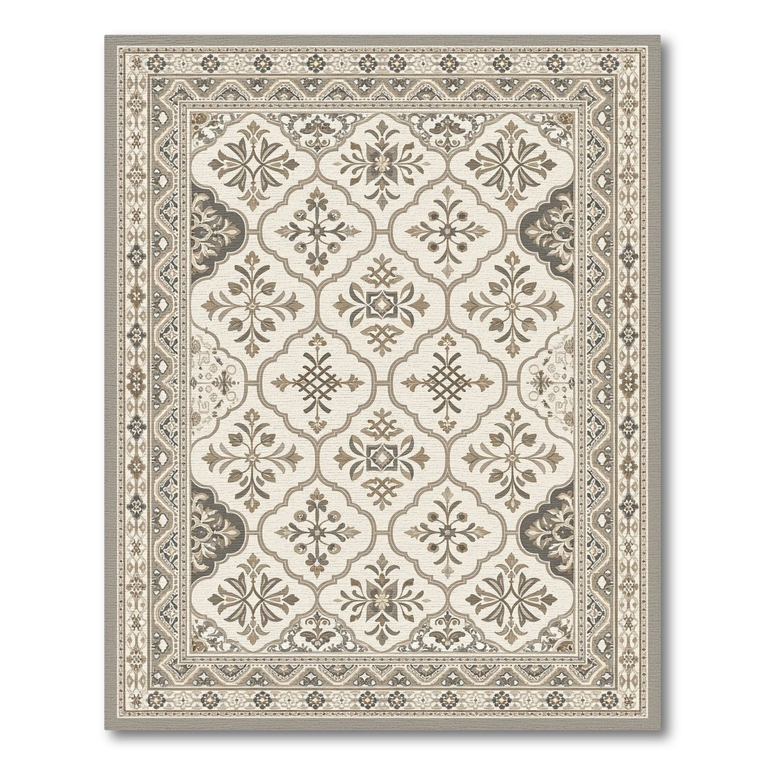 Beige Neutral Persian Medallion Area Rug