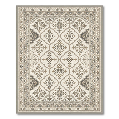 Beige Neutral Persian Medallion Area Rug