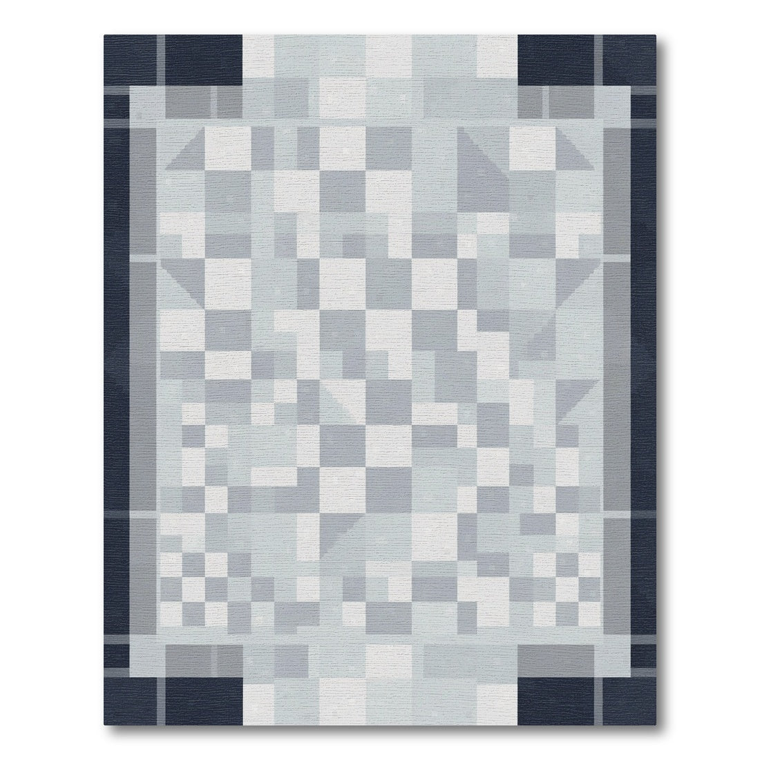 Cool Black Geometric Chessboard Square Rug