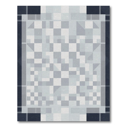 Cool Black Geometric Chessboard Square Rug