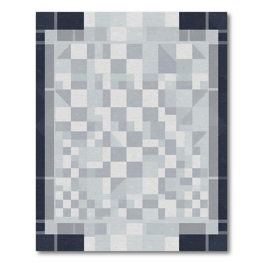 Cool Black Geometric Chessboard Square Rug