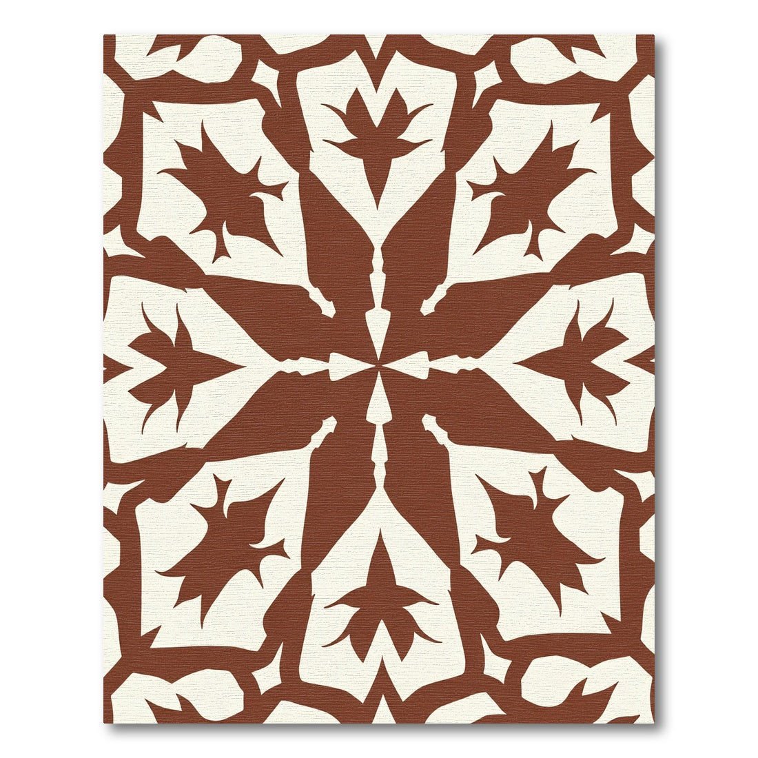 Brown Cream Symmetrical Floral Star Rug
