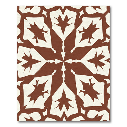 Brown Cream Symmetrical Floral Star Rug