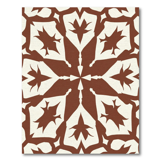Brown Cream Symmetrical Floral Star Rug