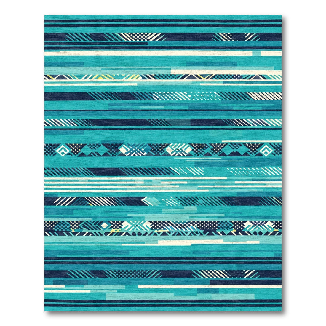 Teal Horizontal Geometric Abstract Stripe Rug