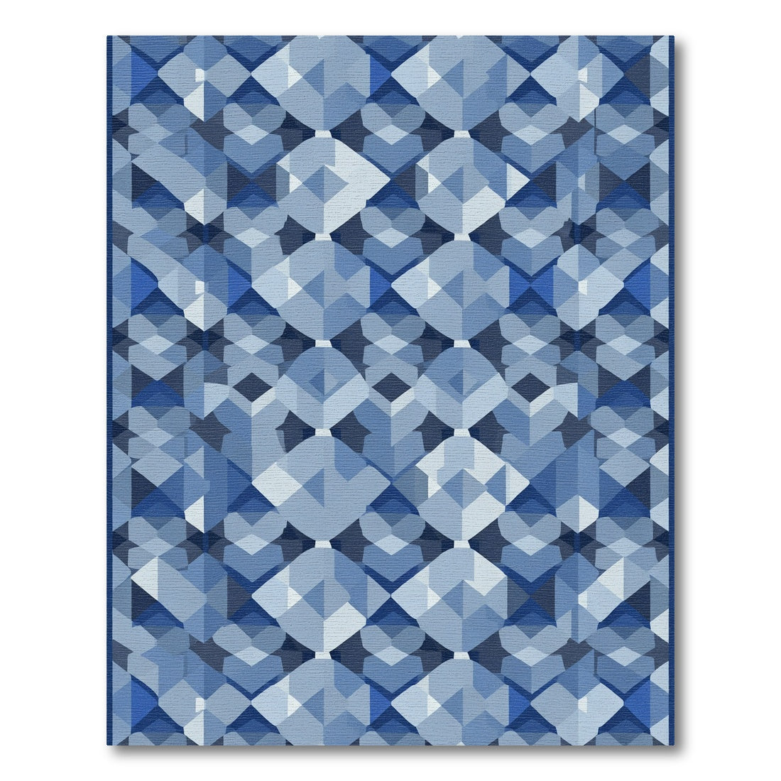 Diamond Geometric Mosaic Blue Rug