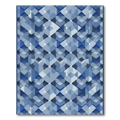 Diamond Geometric Mosaic Blue Rug