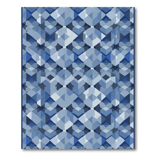 Diamond Geometric Mosaic Blue Rug