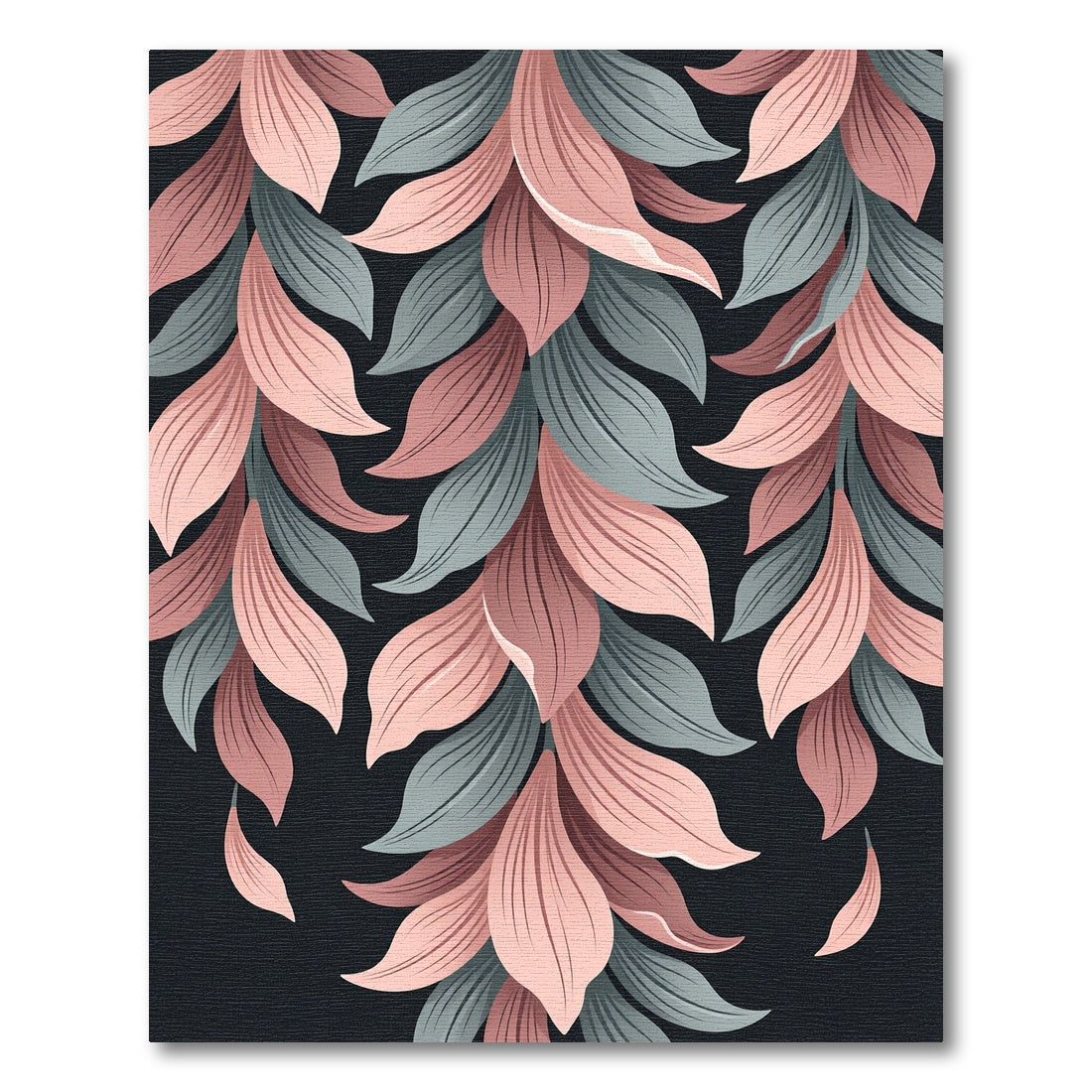 Soft Pink Gray Falling Leaves Rug