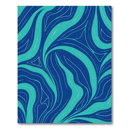 Deep Blue Teal Swirling Lines Rug