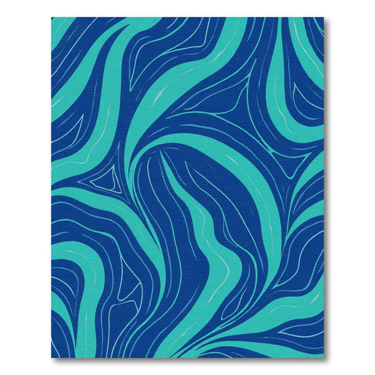 Deep Blue Teal Swirling Lines Rug