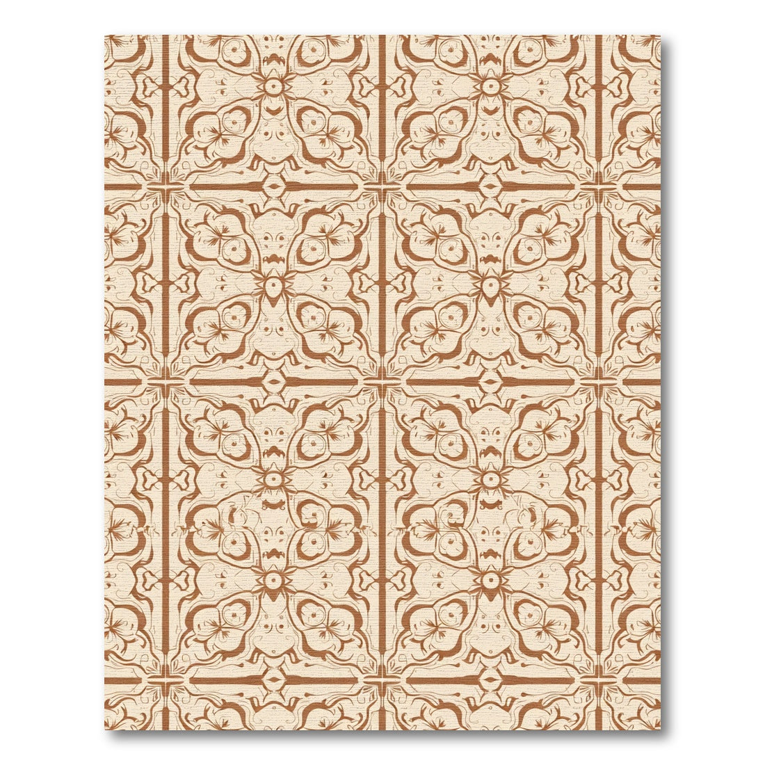 Sepia Vintage Floral Symmetry Rug