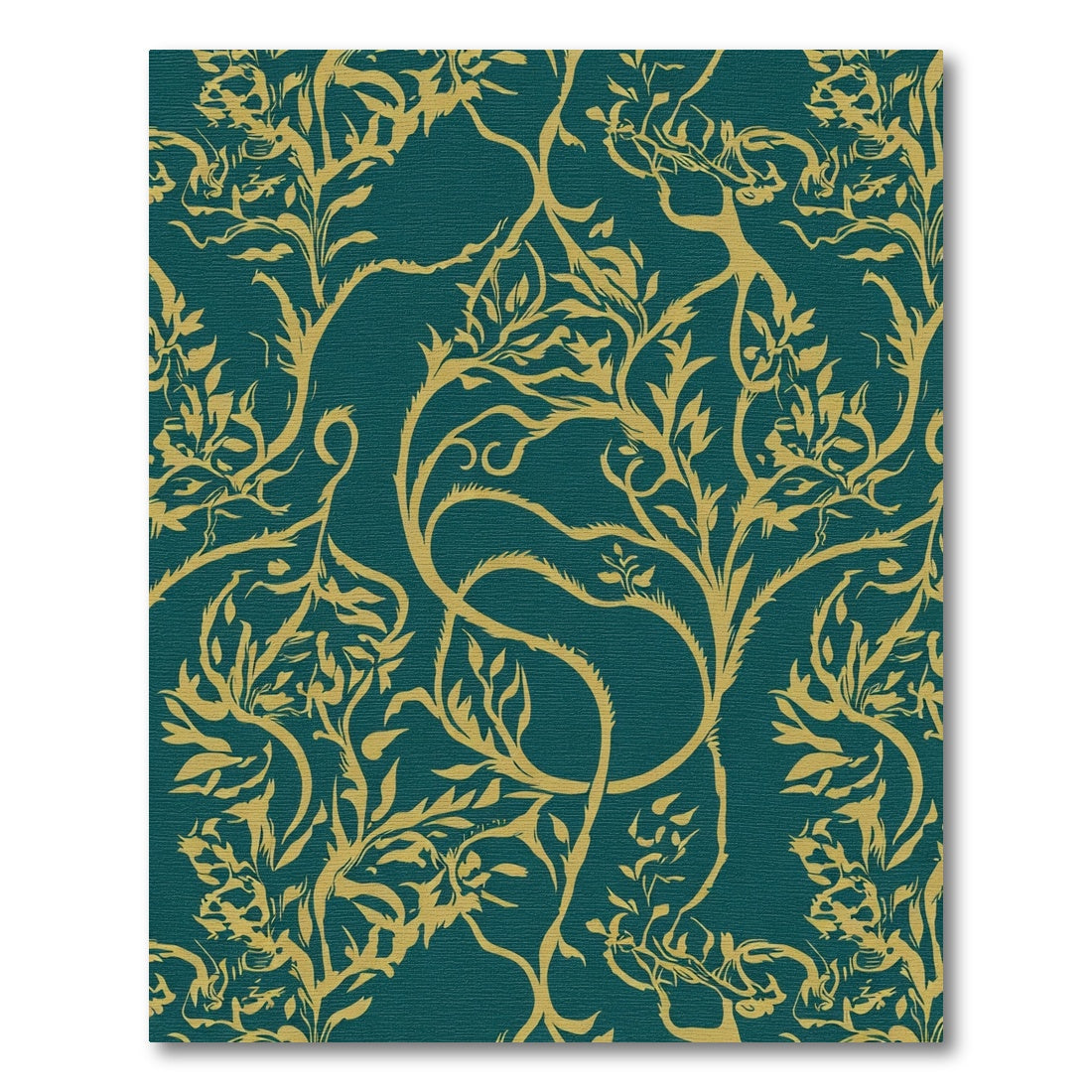 Teal Gold Vine Branches Swirls Rug