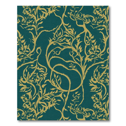 Teal Gold Vine Branches Swirls Rug