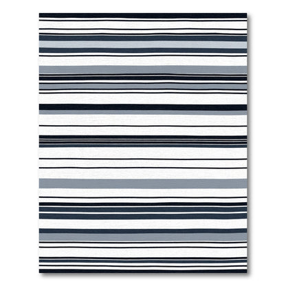 Minimalist Navy Blue Gray Striped Rug