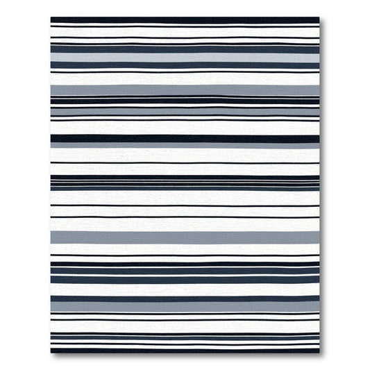 Minimalist Navy Blue Gray Striped Rug