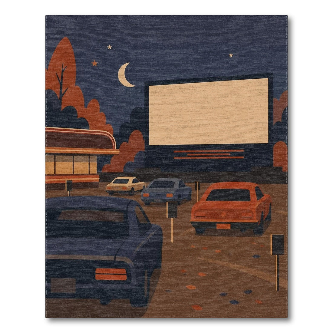 Retro Drive-In Movie Night Area Rug