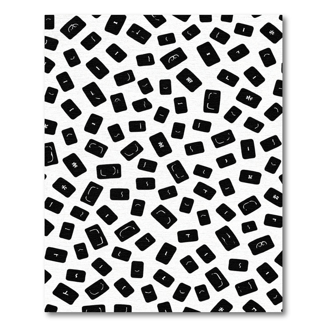 Black White Abstract Symbols Rug