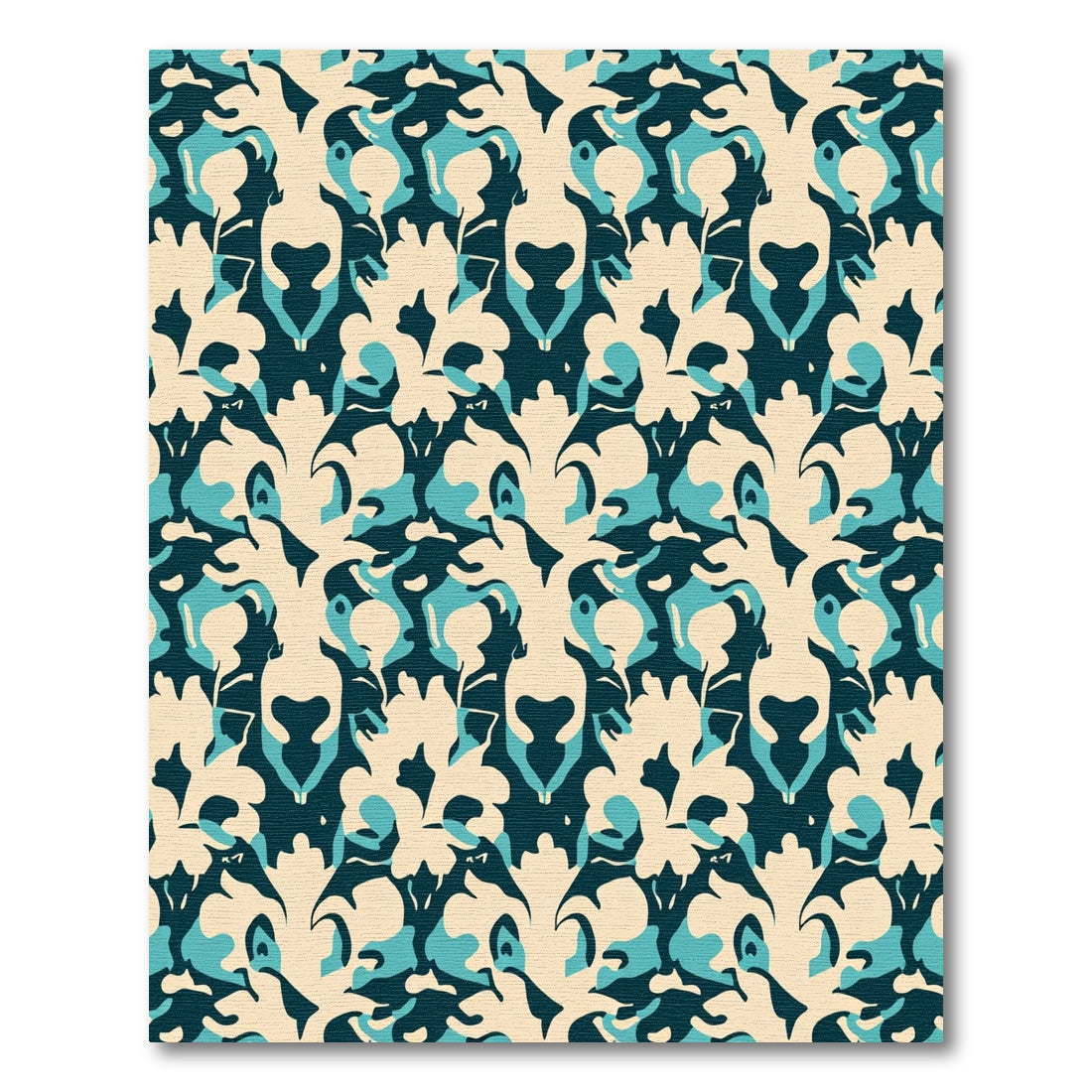 Deep Teal Cream Organic Mirror Rug