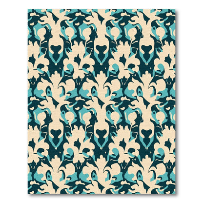 Deep Teal Cream Organic Mirror Rug
