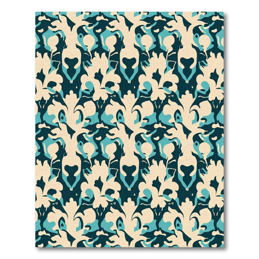 Deep Teal Cream Organic Mirror Rug
