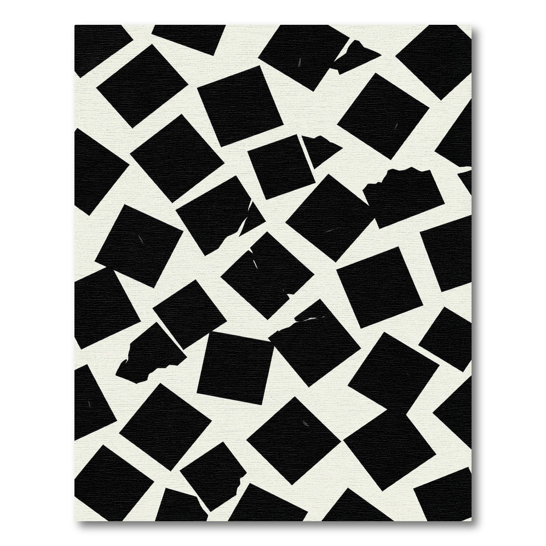 Modern Black Distorted Square Ground Rug