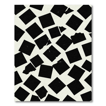 Modern Black Distorted Square Ground Rug