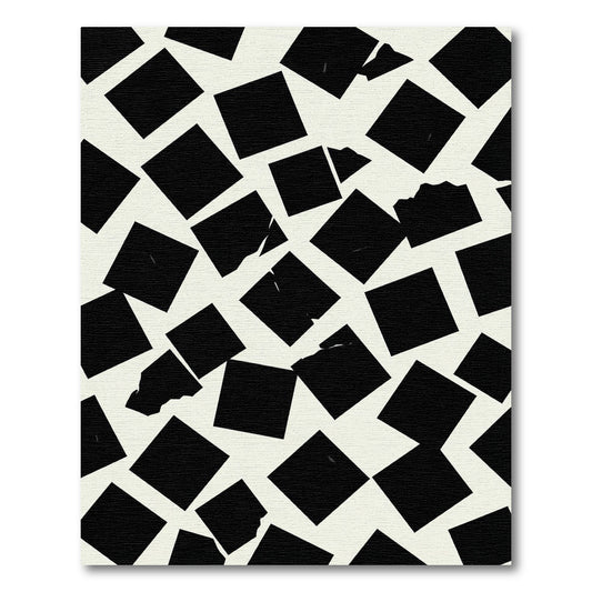 Modern Black Distorted Square Ground Rug