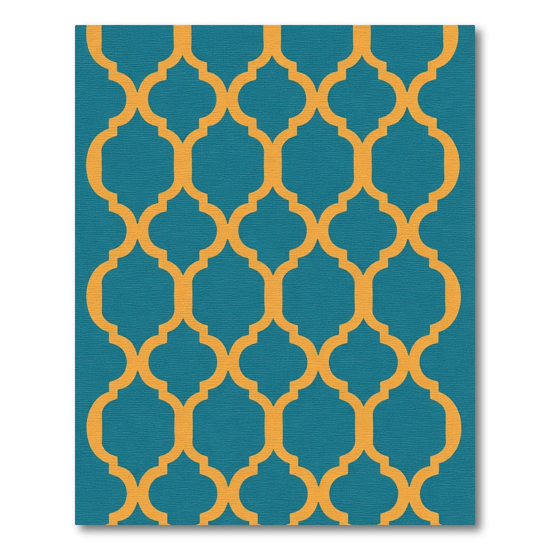 Teal Orange Quatrefoil Lattice Rug