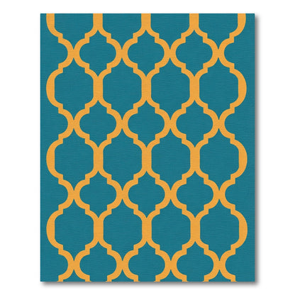 Teal Orange Quatrefoil Lattice Rug