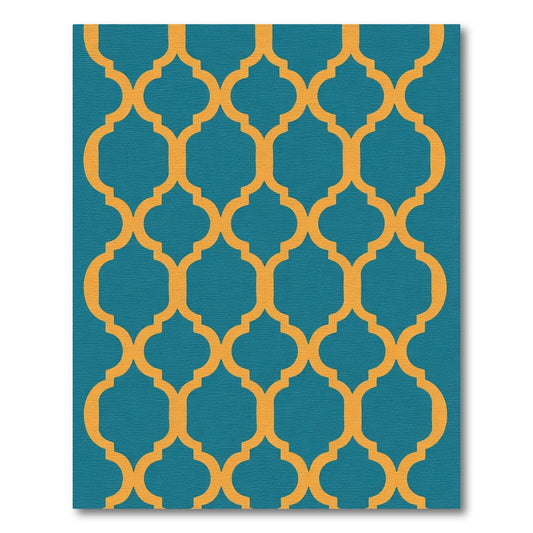 Teal Orange Quatrefoil Lattice Rug