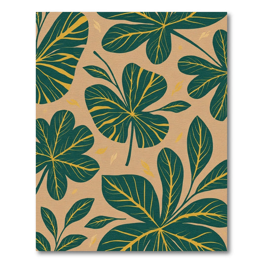 Deep Teal Yellow Leaf Foliage Tapestry Rug