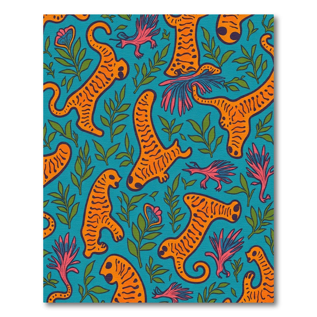 Vibrant Teal Orange Zoological Garden Rug