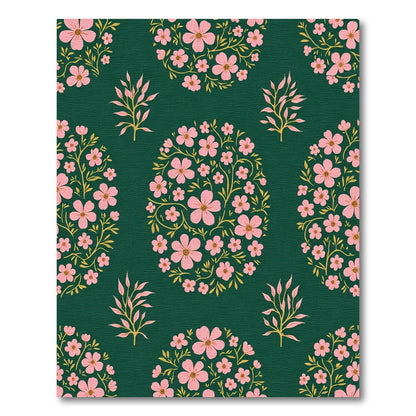 Pink Floral Garland On Dark Green Rug