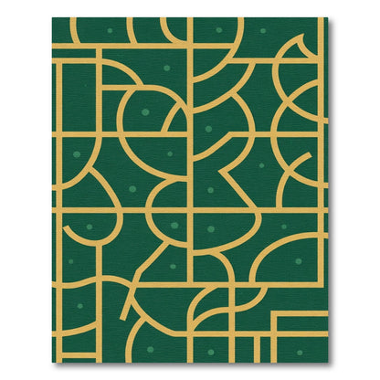 Emerald Gold Abstract Intersecting Lines Rug