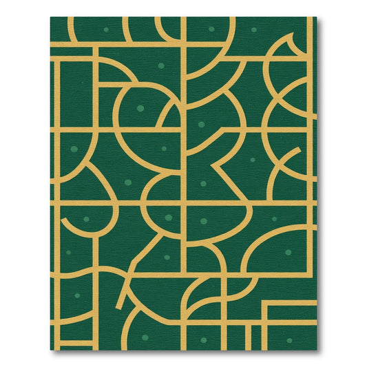 Emerald Gold Abstract Intersecting Lines Rug