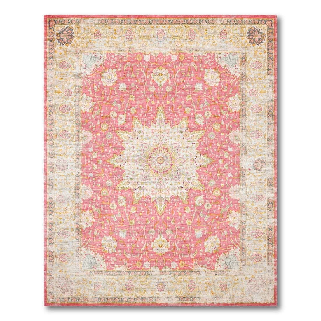 Pink Floral Vintage Medallion No. 10 Area Rug