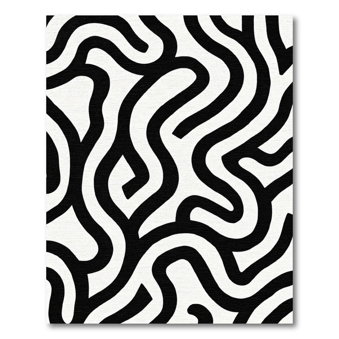 Black and White Organic Lines Rug