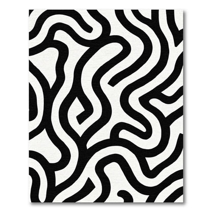 Black and White Organic Lines Rug